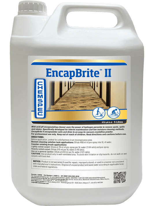 Chemspec EncapBrite II Encapsulation Carpet Cleaner Low Moisture Maintenance Cleaning 5L - Izyclean